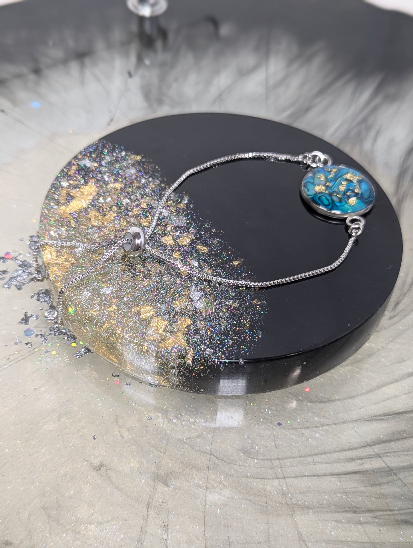Turquoise Stones With Gold Flakes Bracelet