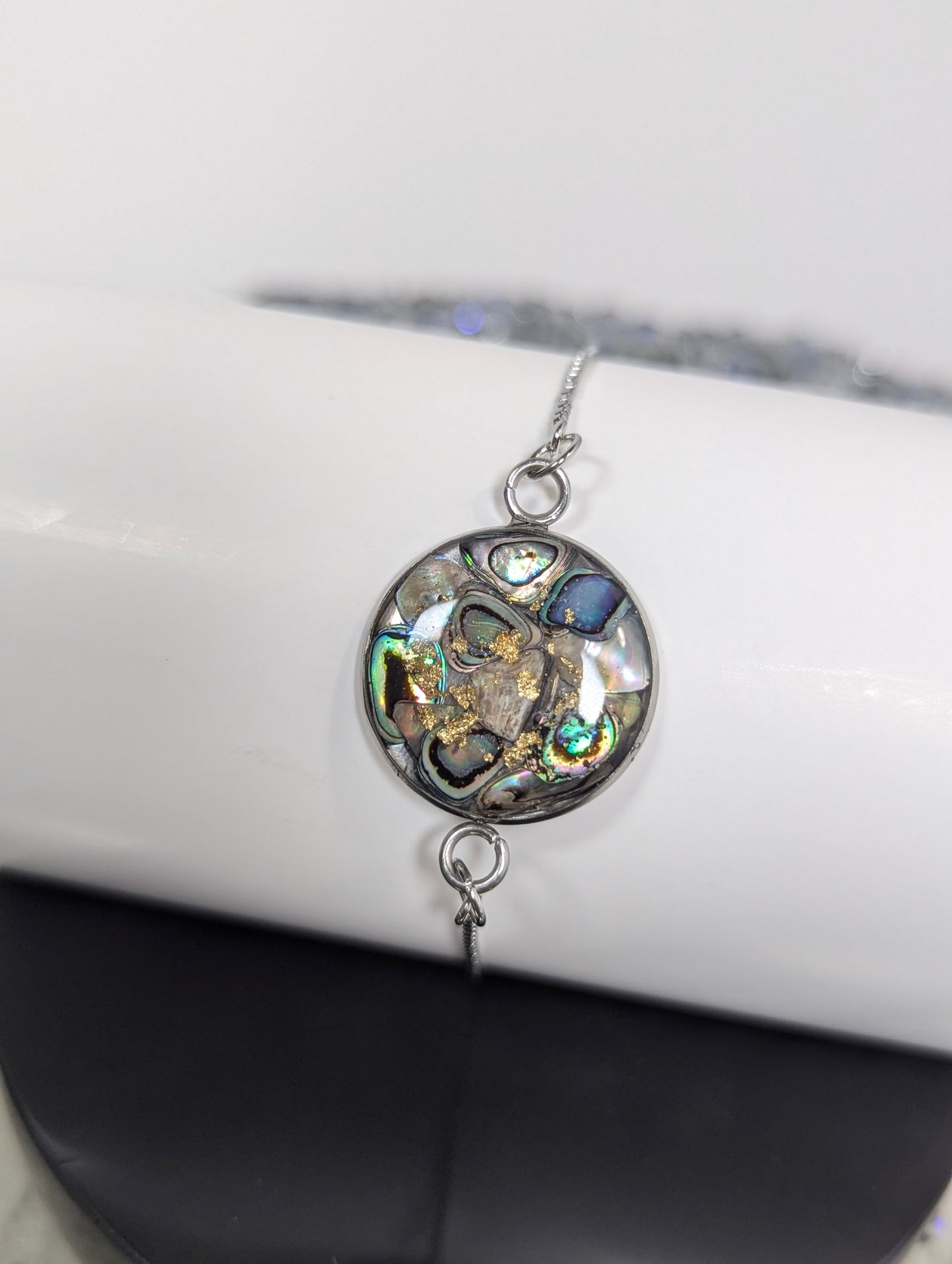 Pearl Green Blue Mix Stones Resin Bracelet