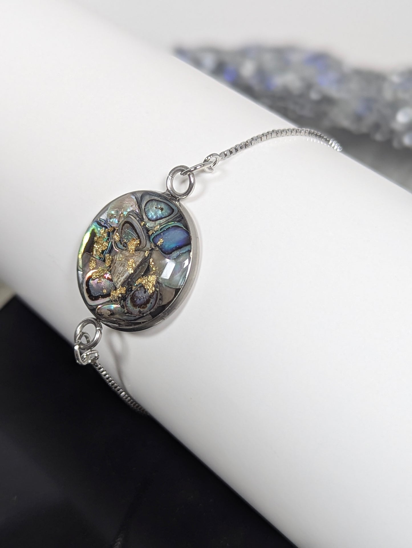 Pearl Green Blue Mix Stones Resin Bracelet