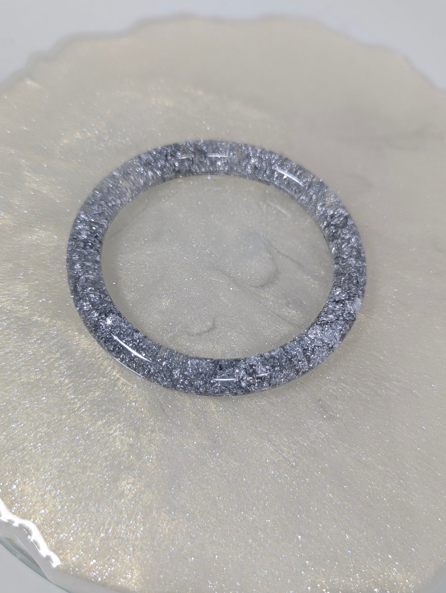 Silver Flakes Resin Bangle