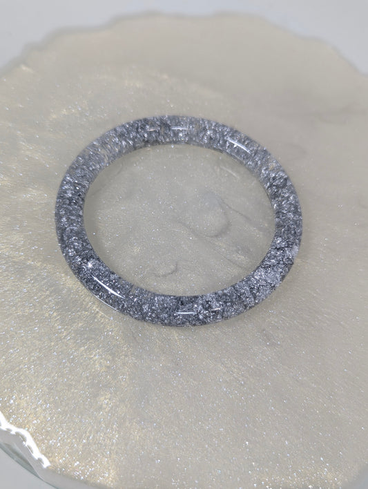 Silver Flakes Resin Bangle