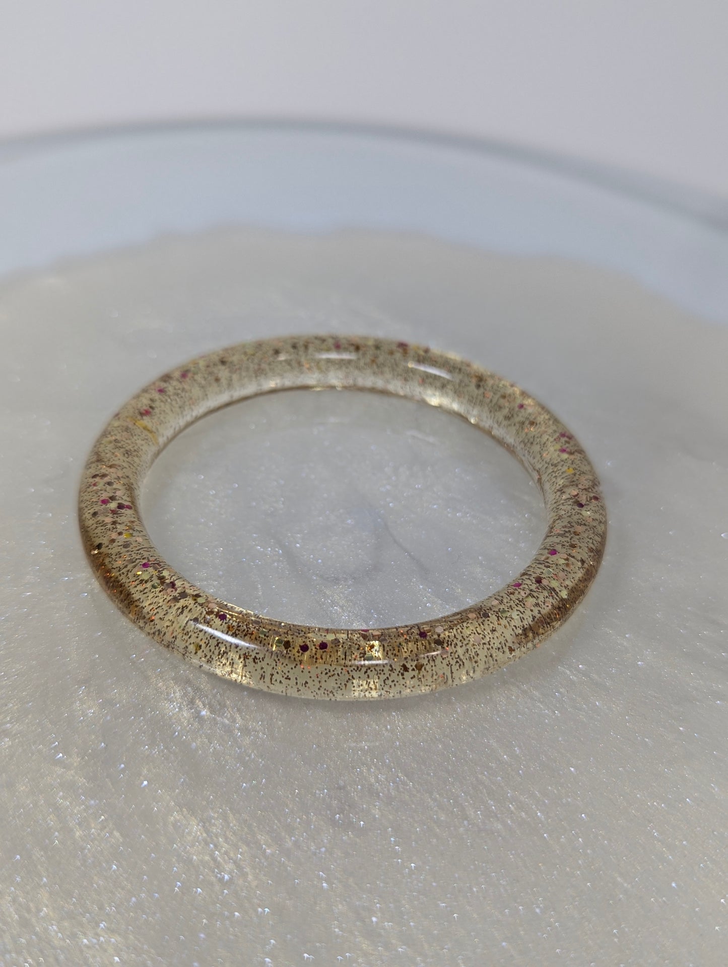 Glitter Champagne Resin Bangle