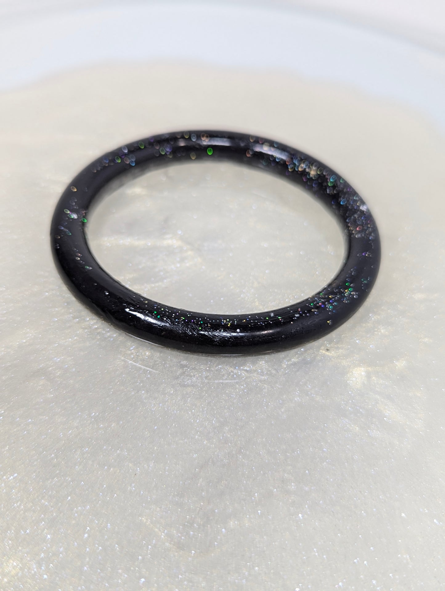 Black Resin Bangle with Glitter
