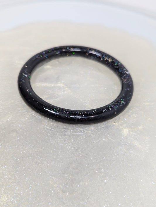 Black Resin Bangle with Glitter