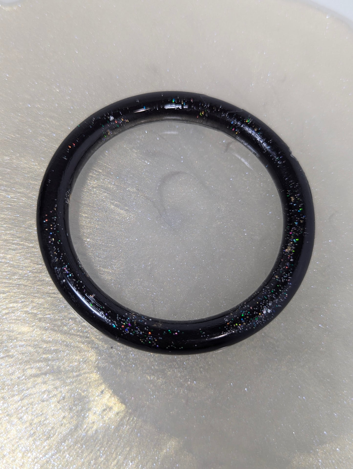 Black Resin Bangle with Glitter