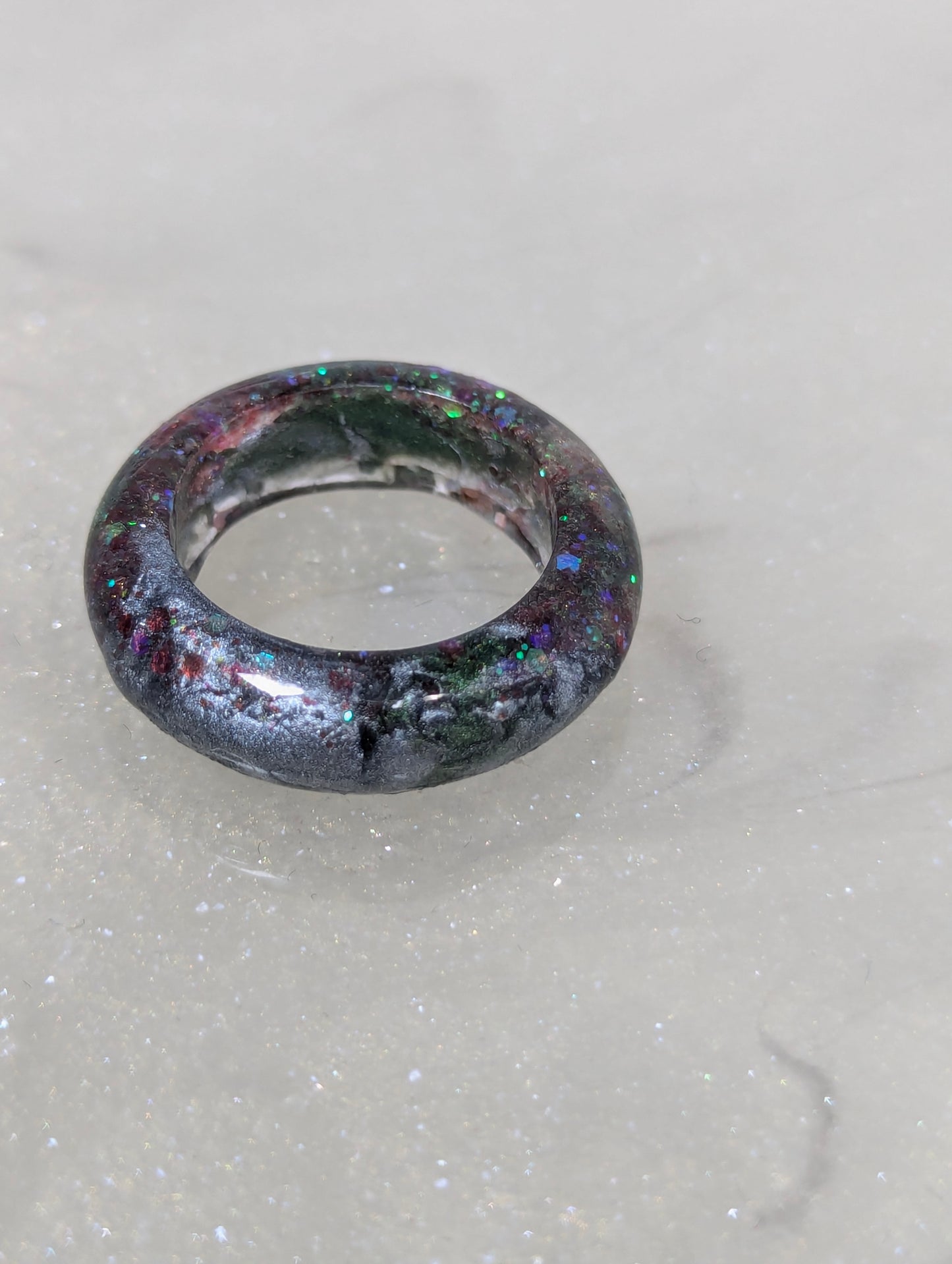 Dark Green and Silver Glittery Resin Band