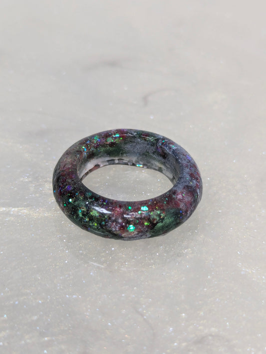 Dark Green and Silver Glittery Resin Band
