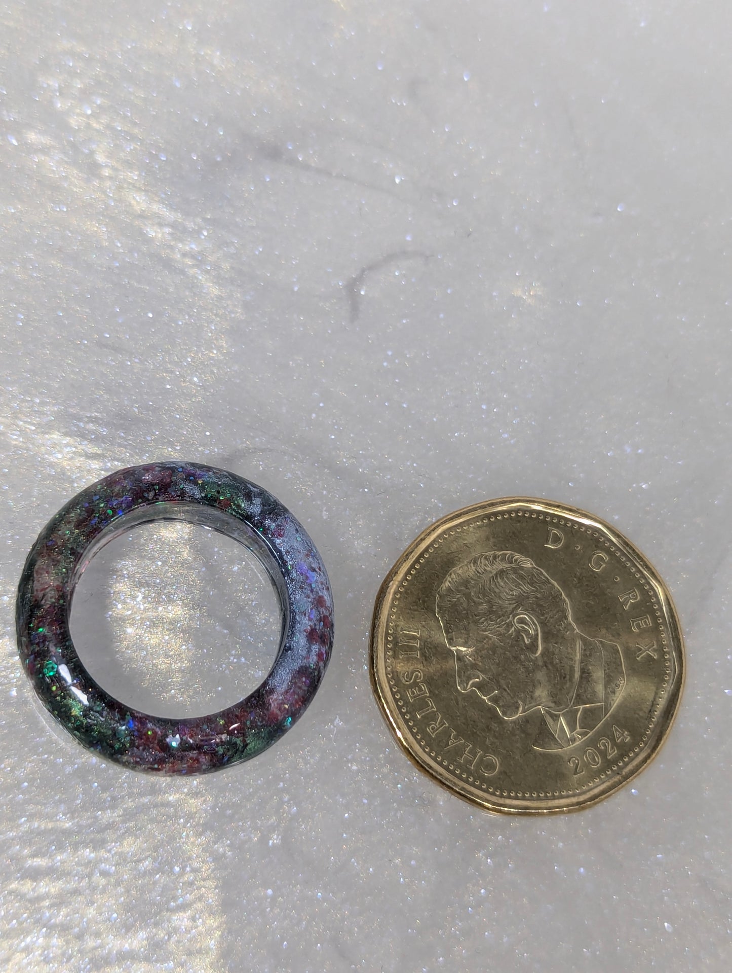 Dark Green and Silver Glittery Resin Band