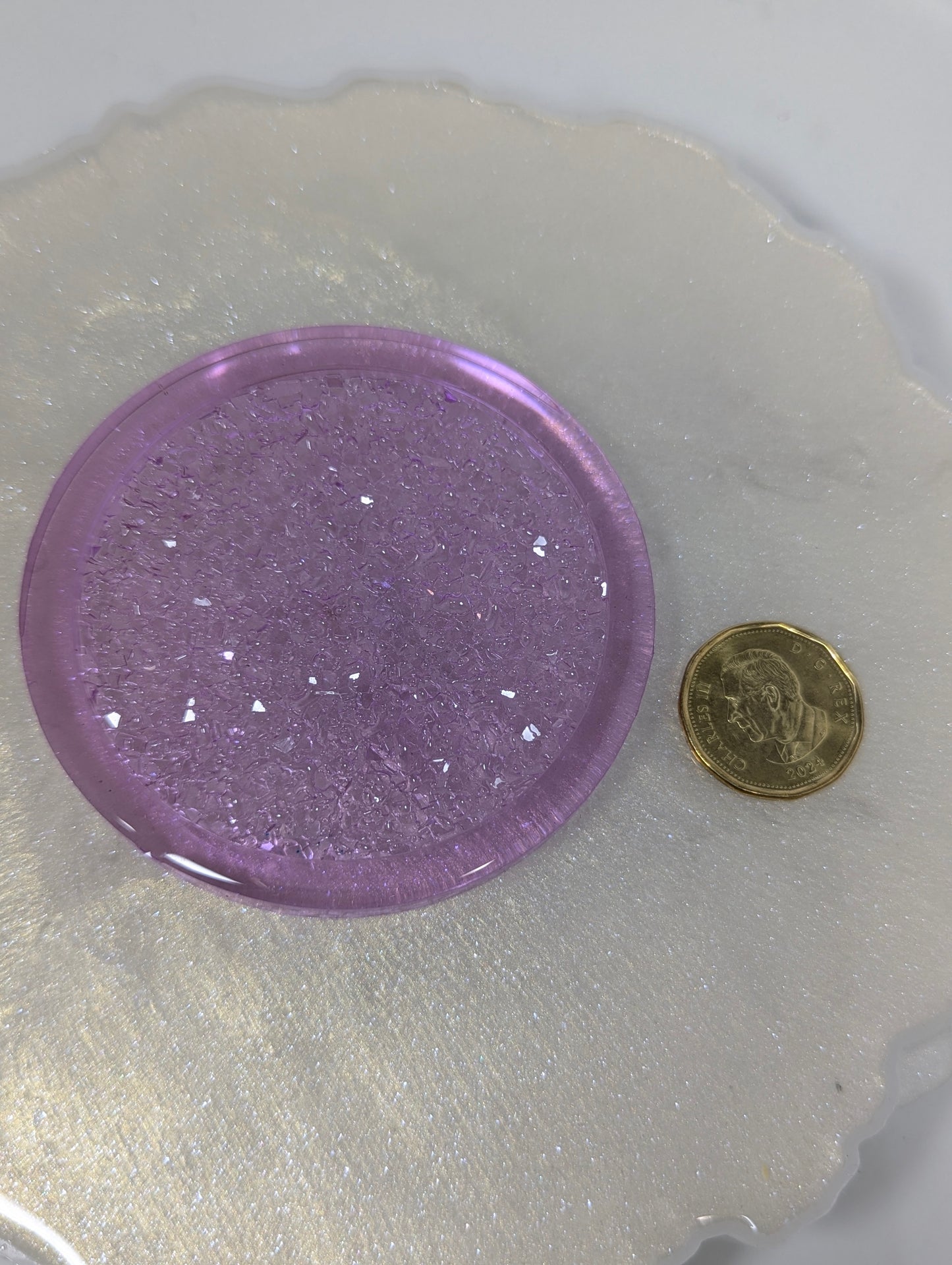 Lavender Druzy Resin Jewelry Tray