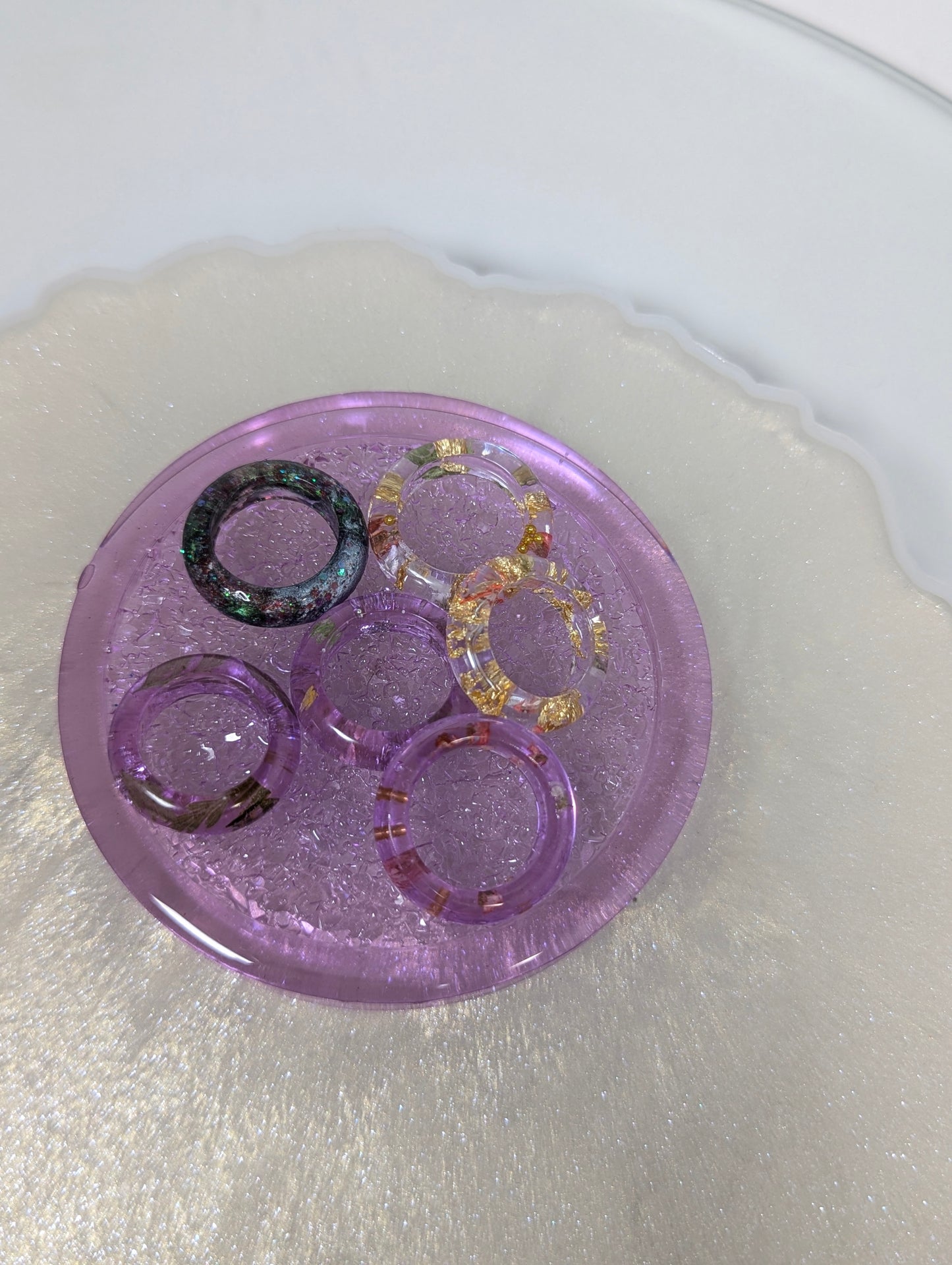 Lavender Druzy Resin Jewelry Tray