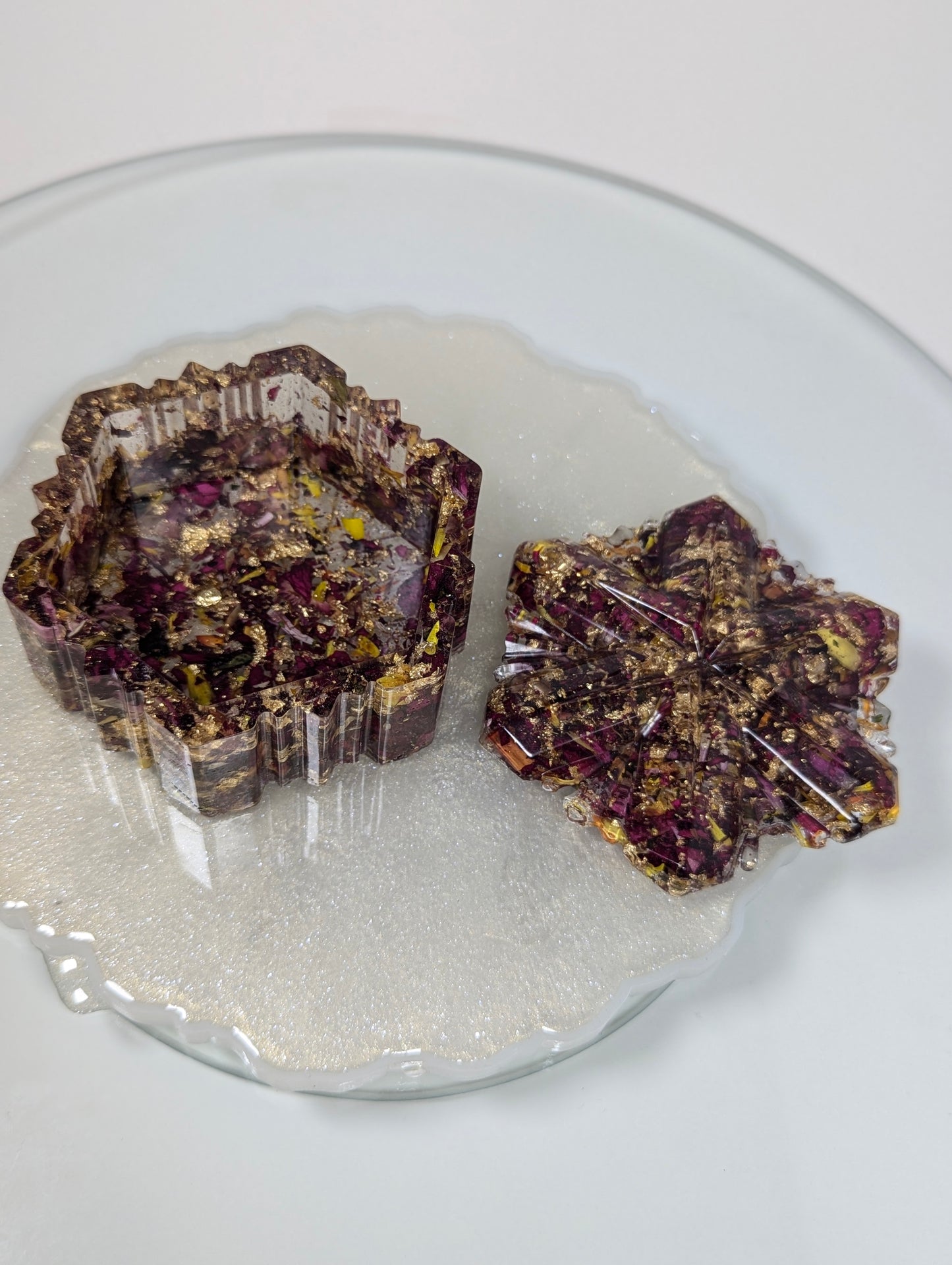 Rose Petals with Gold Flakes Jewelry Box