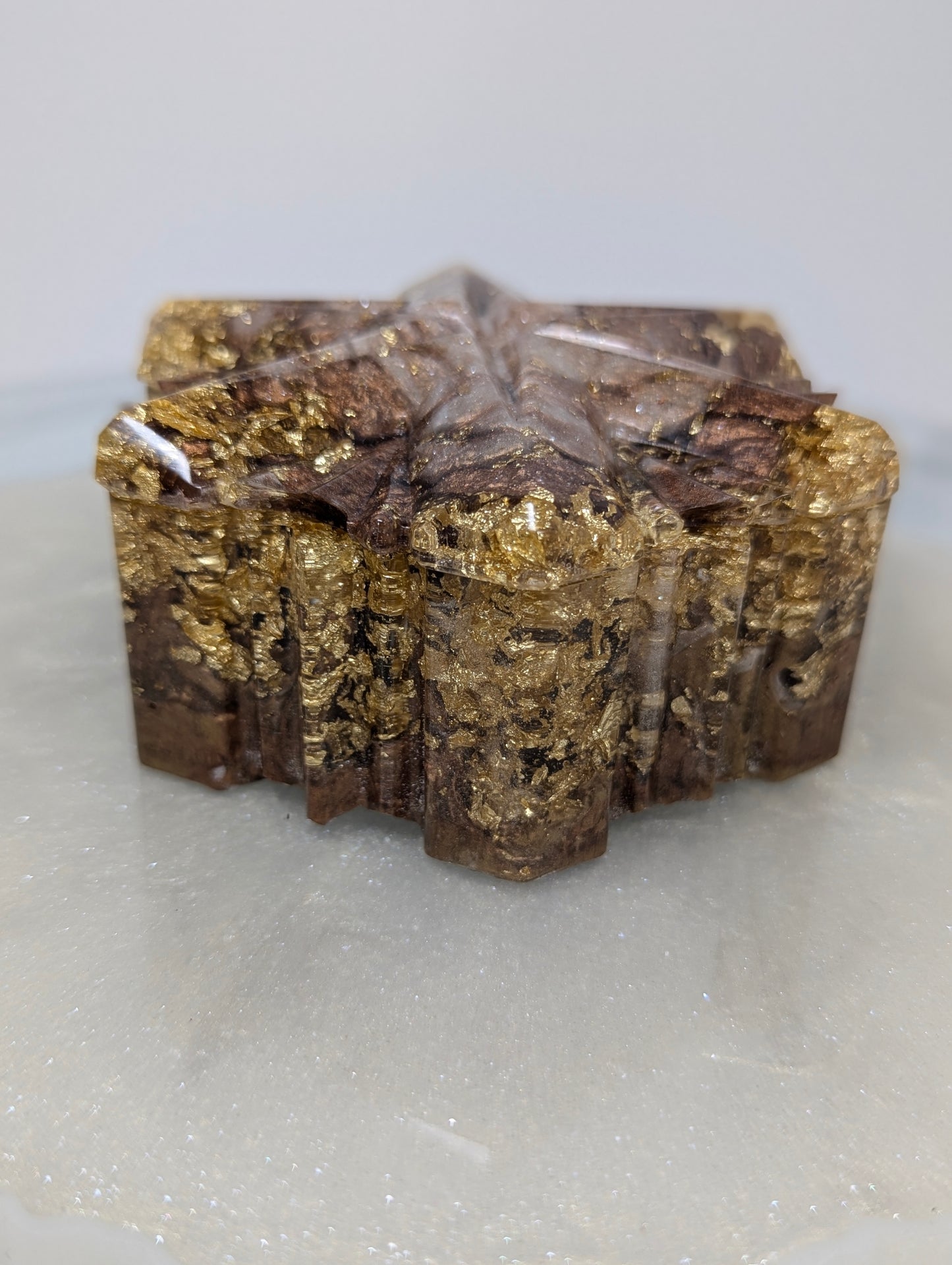 Bronze and Gold Marble Resin Jewelry Box