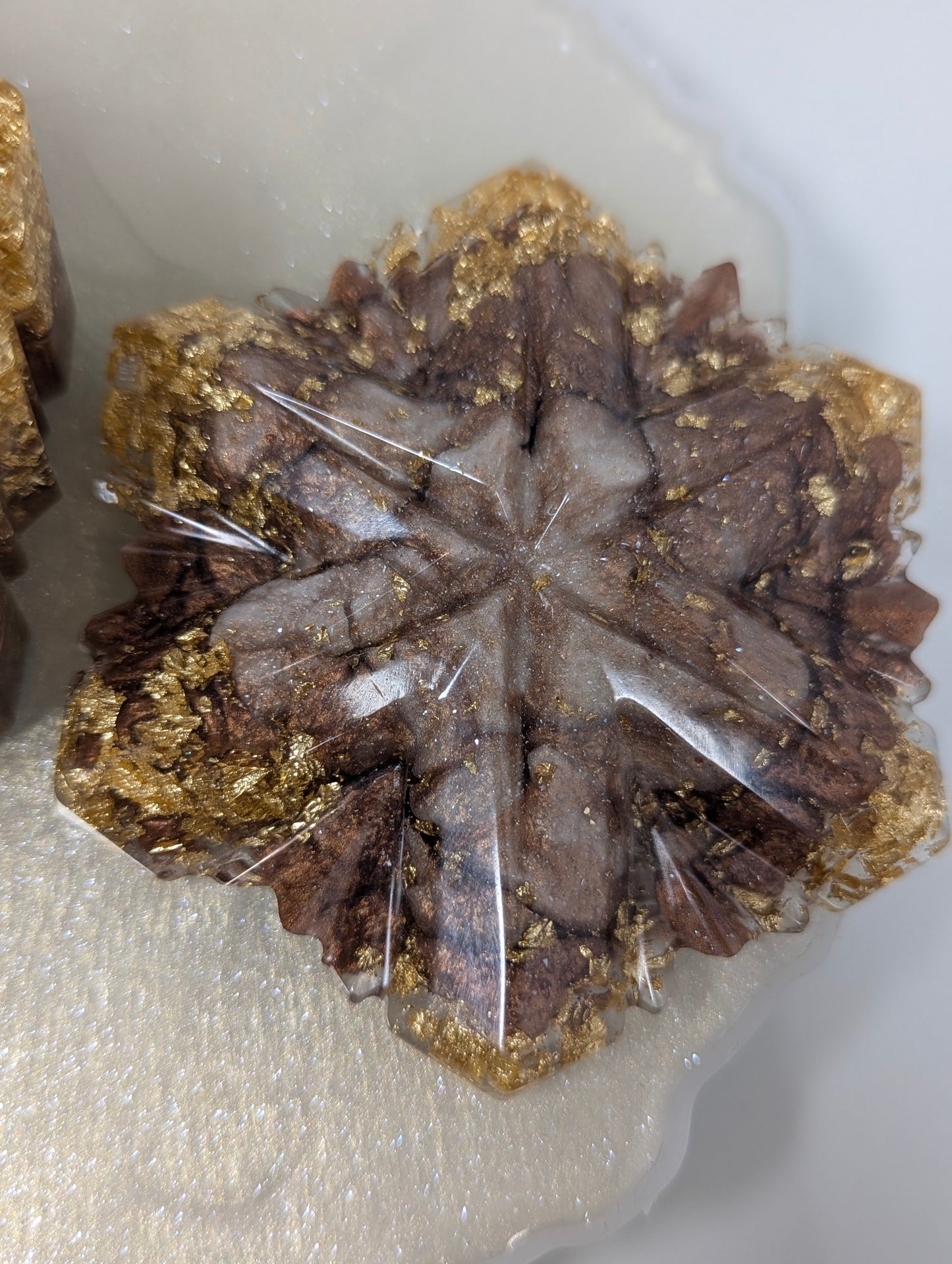 Bronze and Gold Marble Resin Jewelry Box