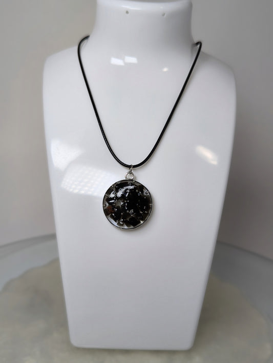 Obsidian Stones Resin Necklace