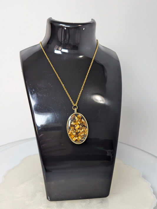 Tiger Eye Stones Resin Necklace
