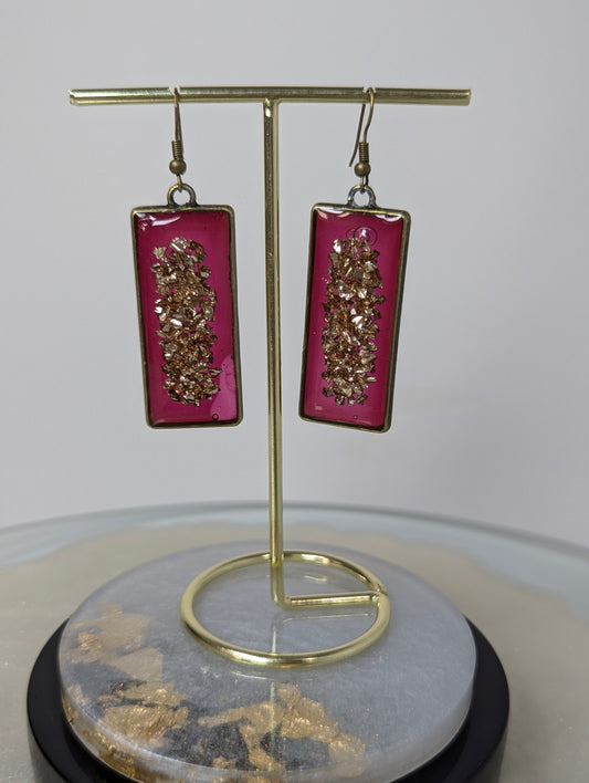 Gold Stones Resin Earrings