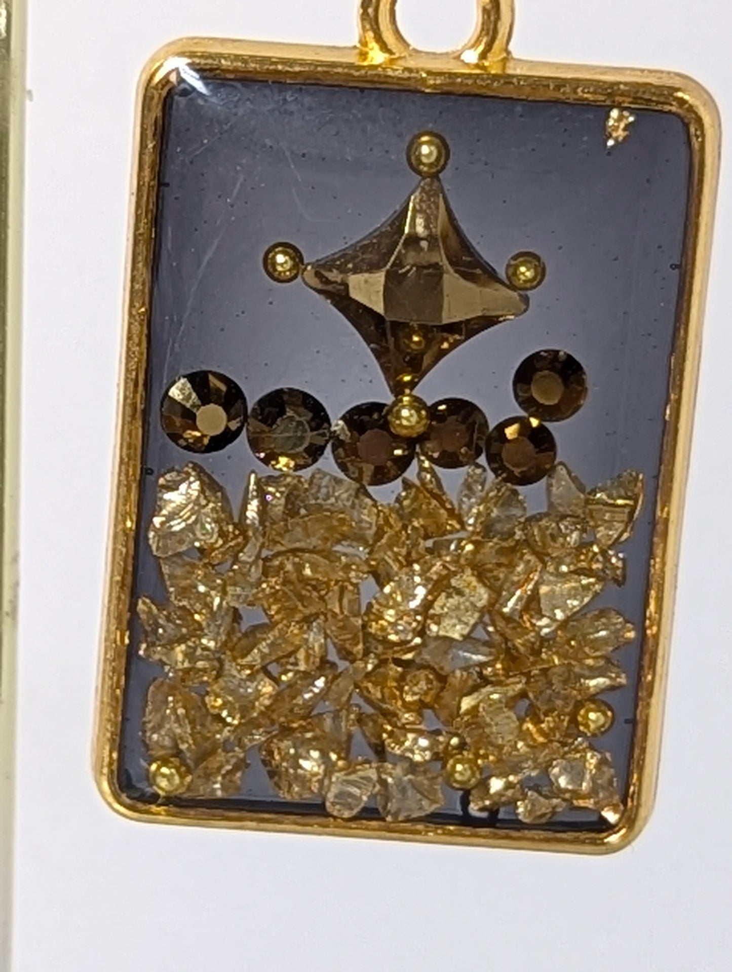 Gold Stones Resin Earrings -- Black