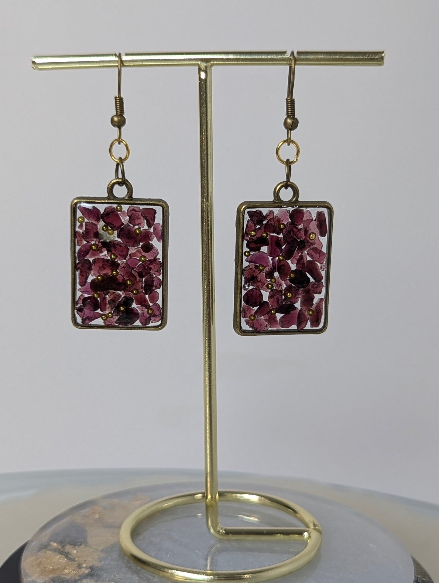 Garnet Stones Resin Earrings
