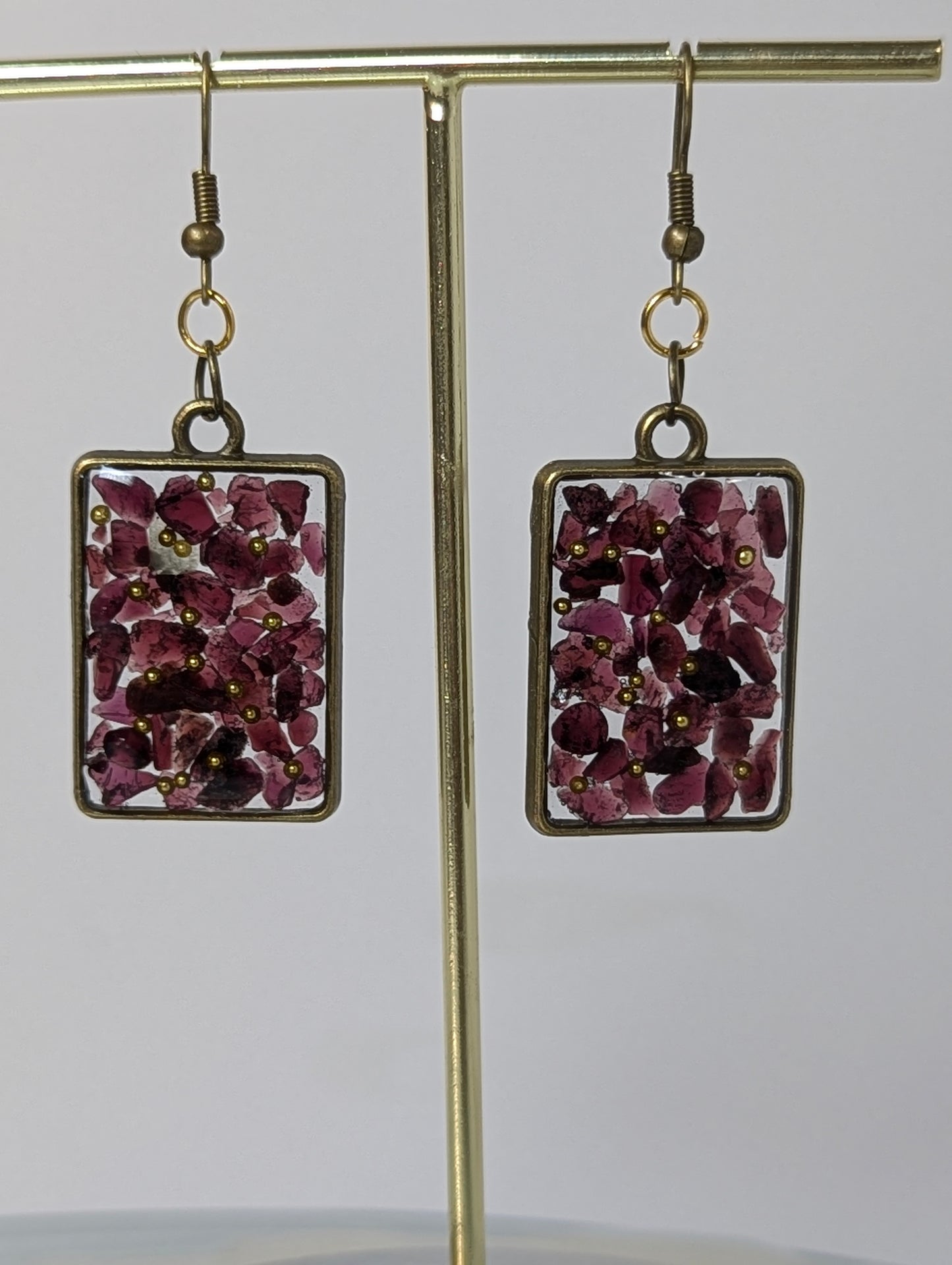 Garnet Stones Resin Earrings