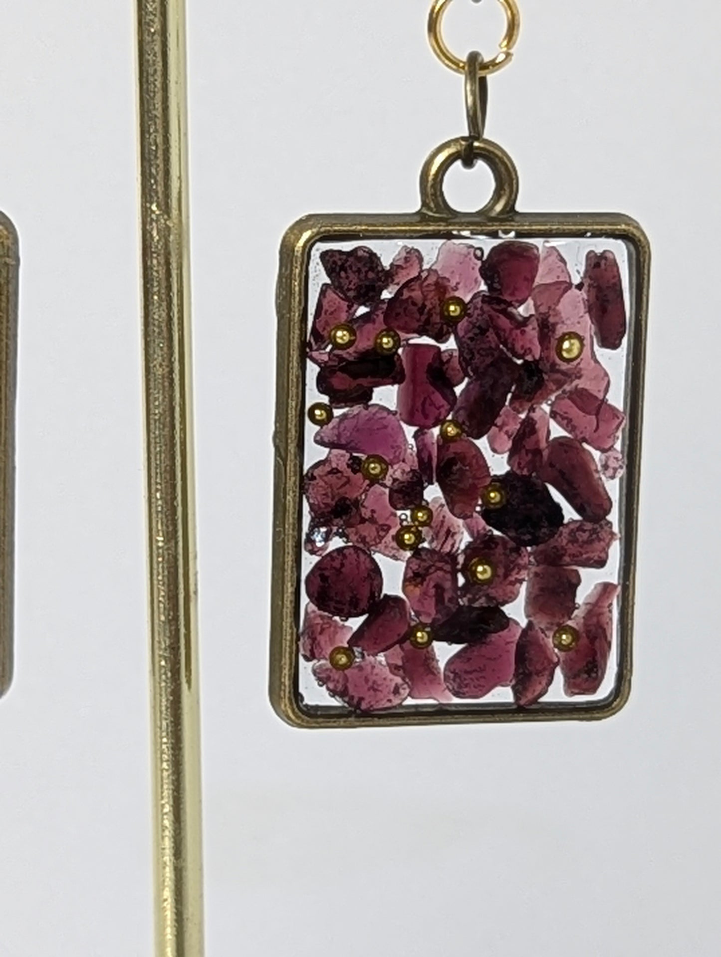 Garnet Stones Resin Earrings
