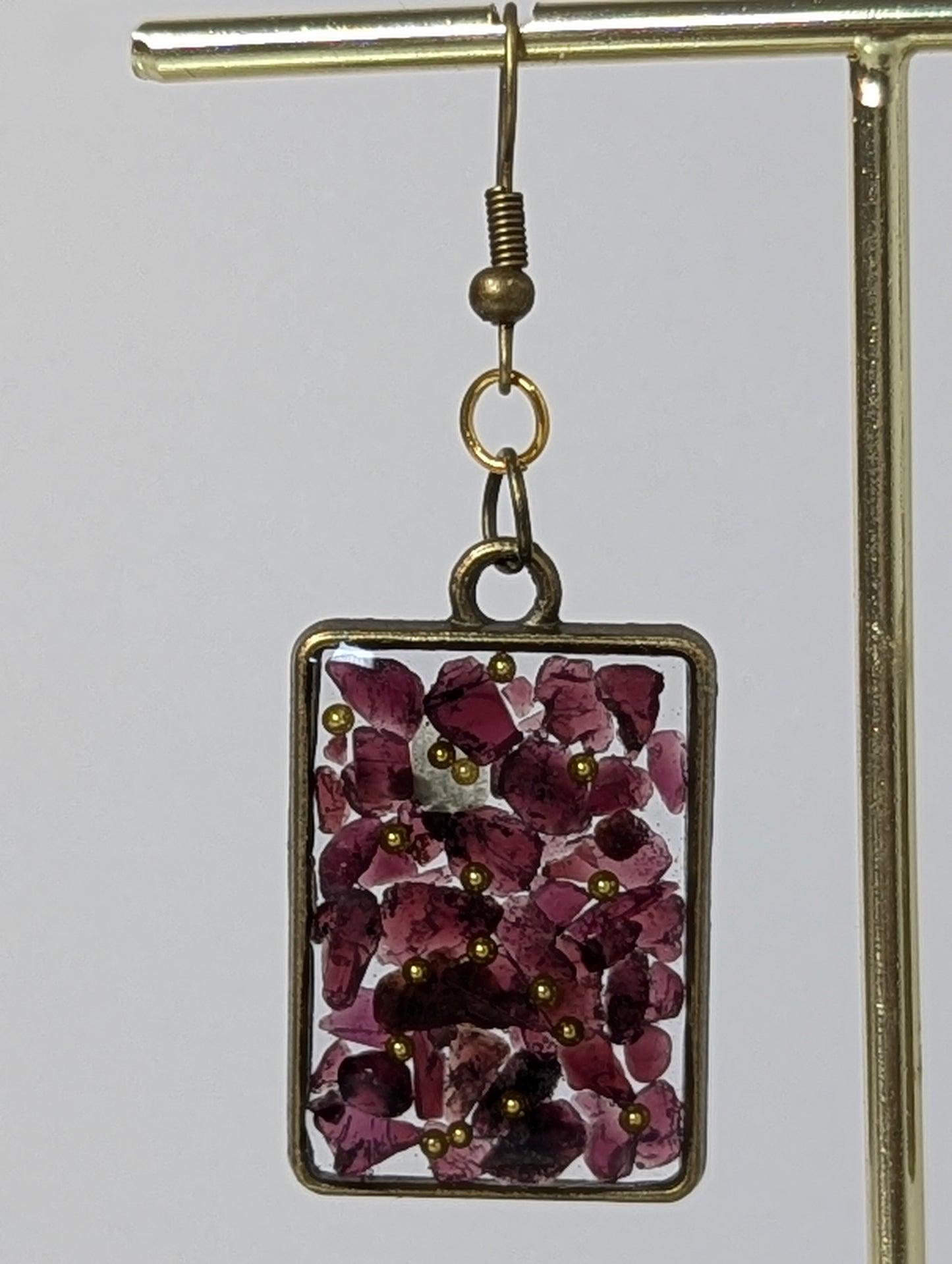 Garnet Stones Resin Earrings