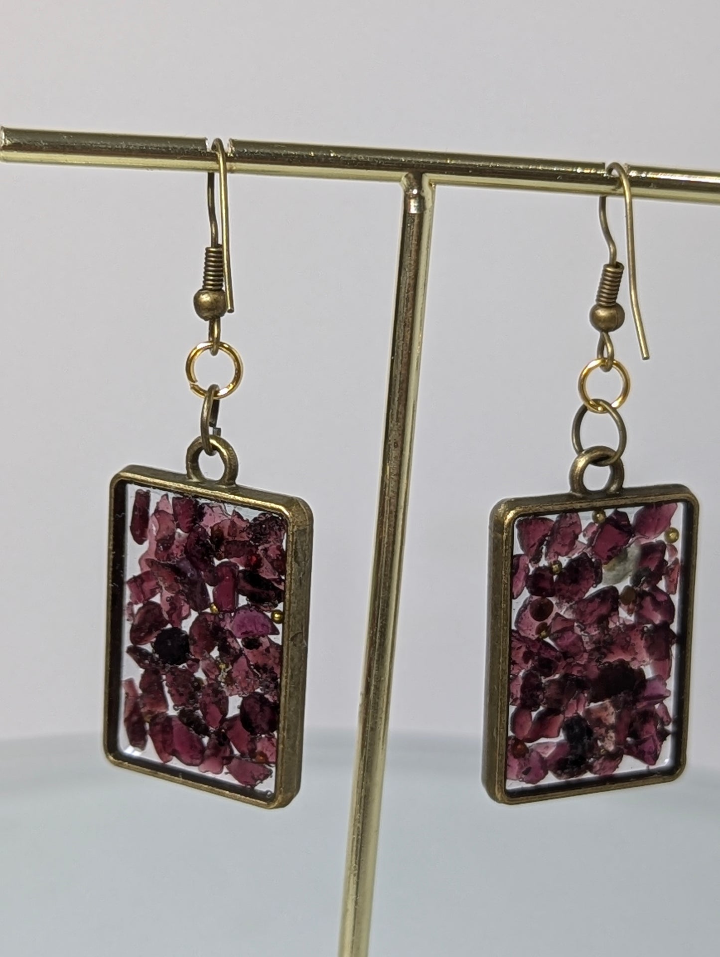 Garnet Stones Resin Earrings