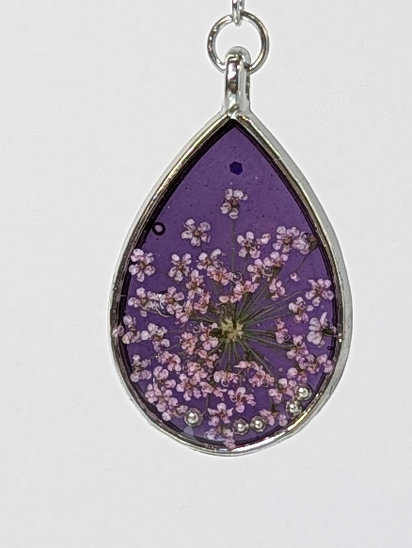 Lavender Flowers Resin Earrings -- Purple