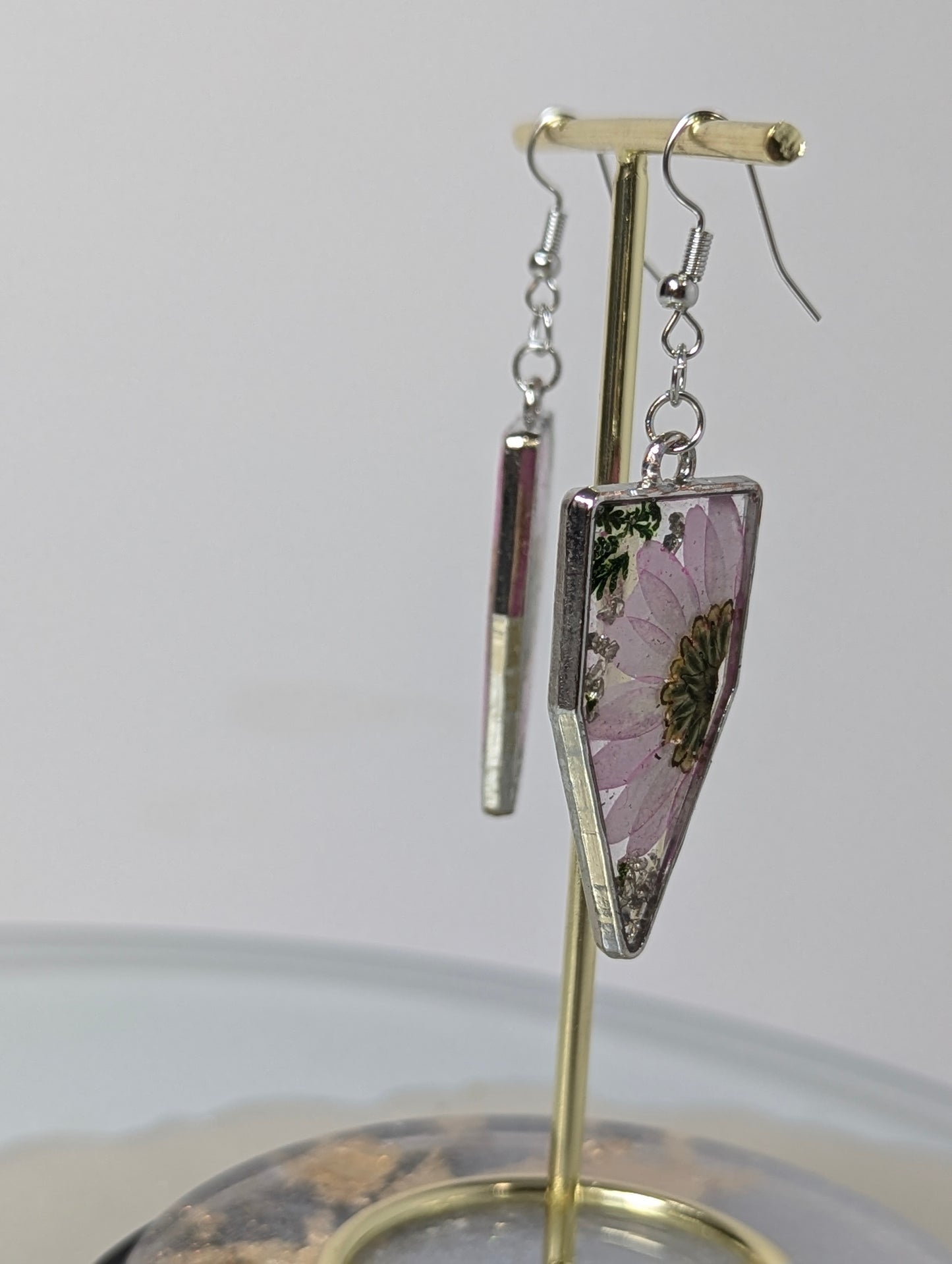 Pink Daisy Flowers Resin Earrings
