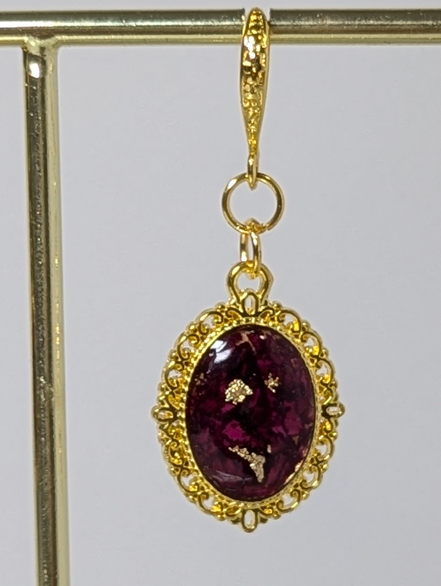 Rose Petals with Gold Resin Earrings