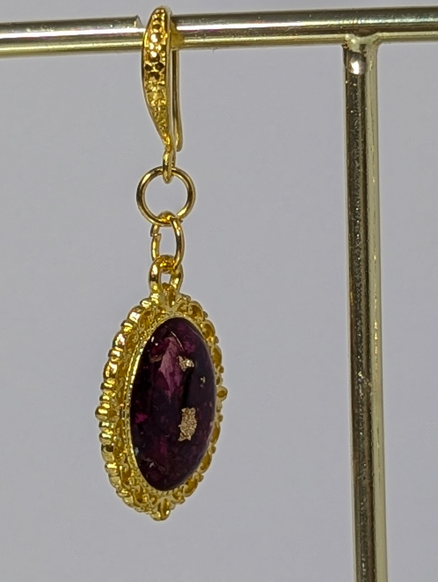 Rose Petals with Gold Resin Earrings
