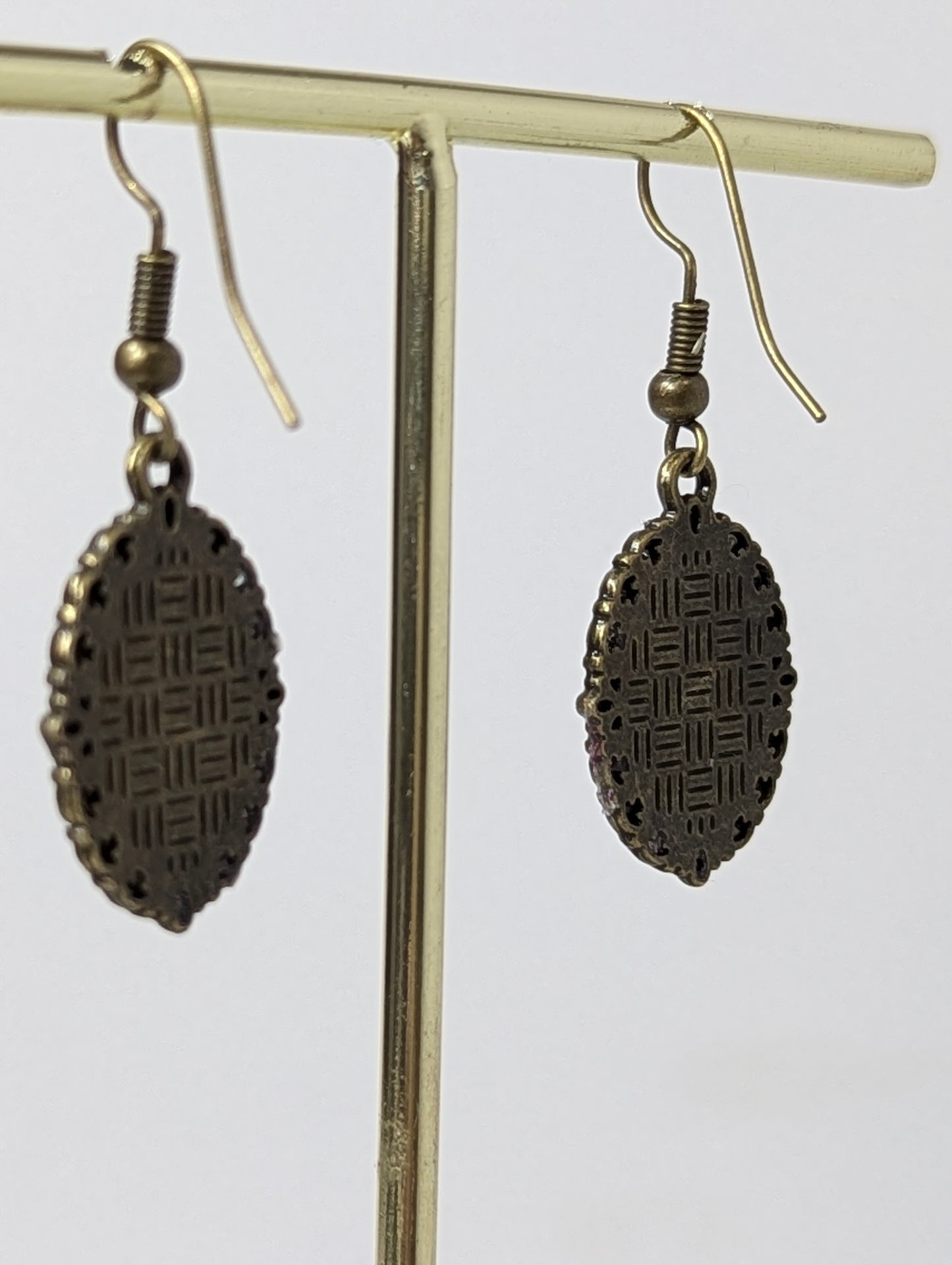 Bronze Resin Earrings with Rose Petals