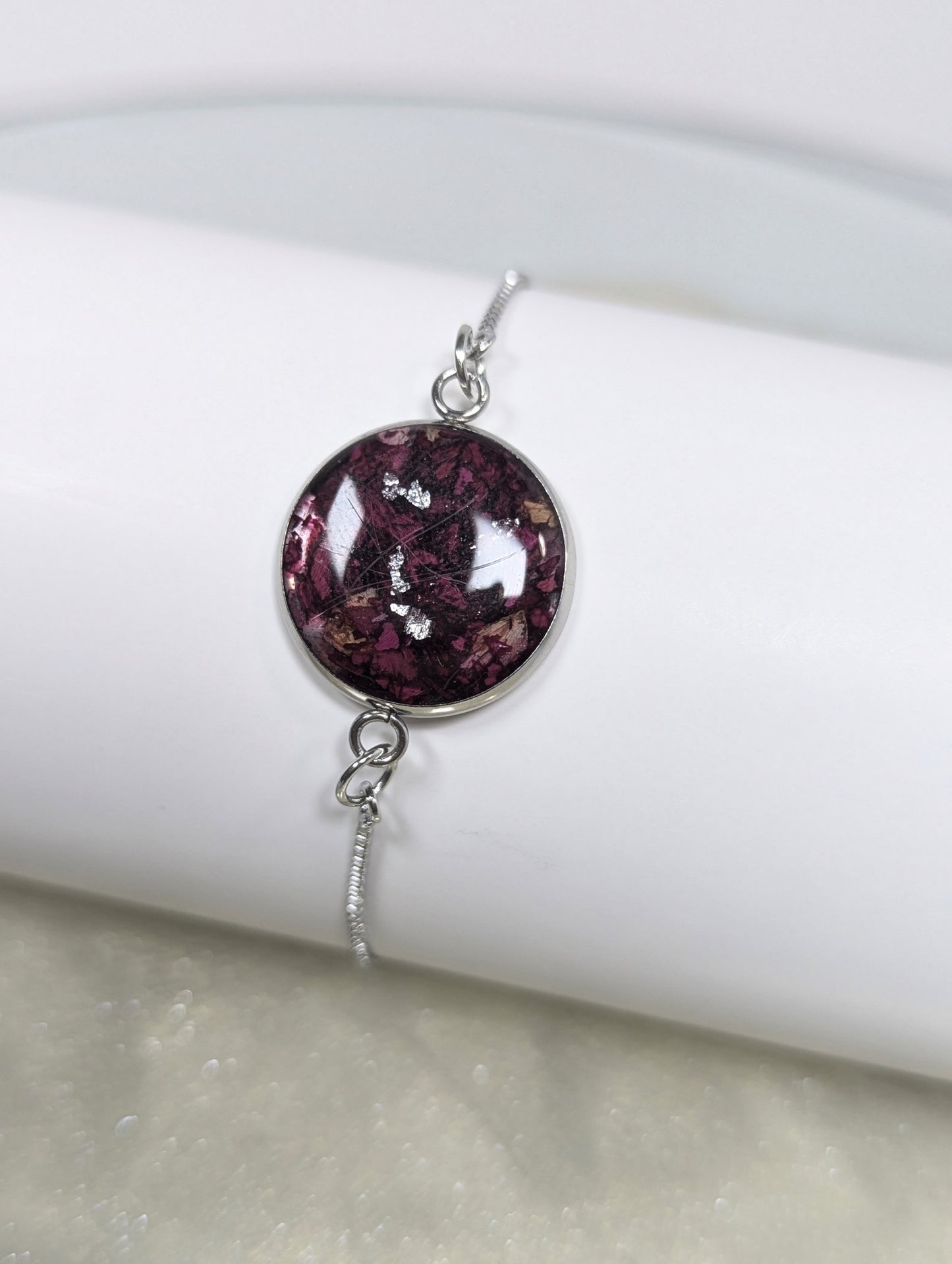 Rose Petals With Silver Flakes Bracelet