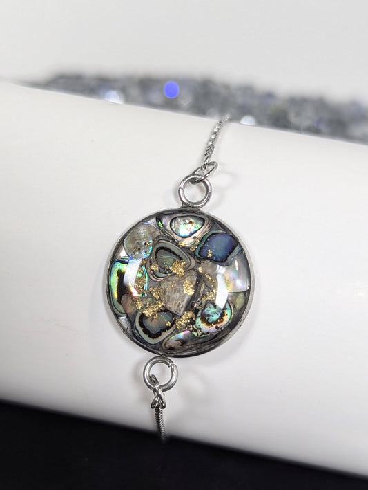 Pearl Green Blue Mix Stones Resin Bracelet