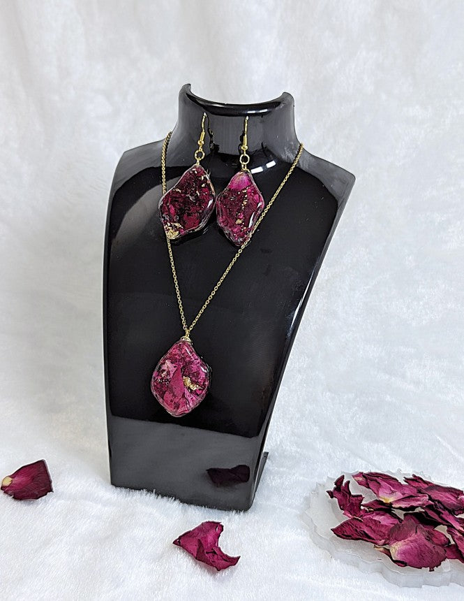 Red Rose Petal Resin Jewelry